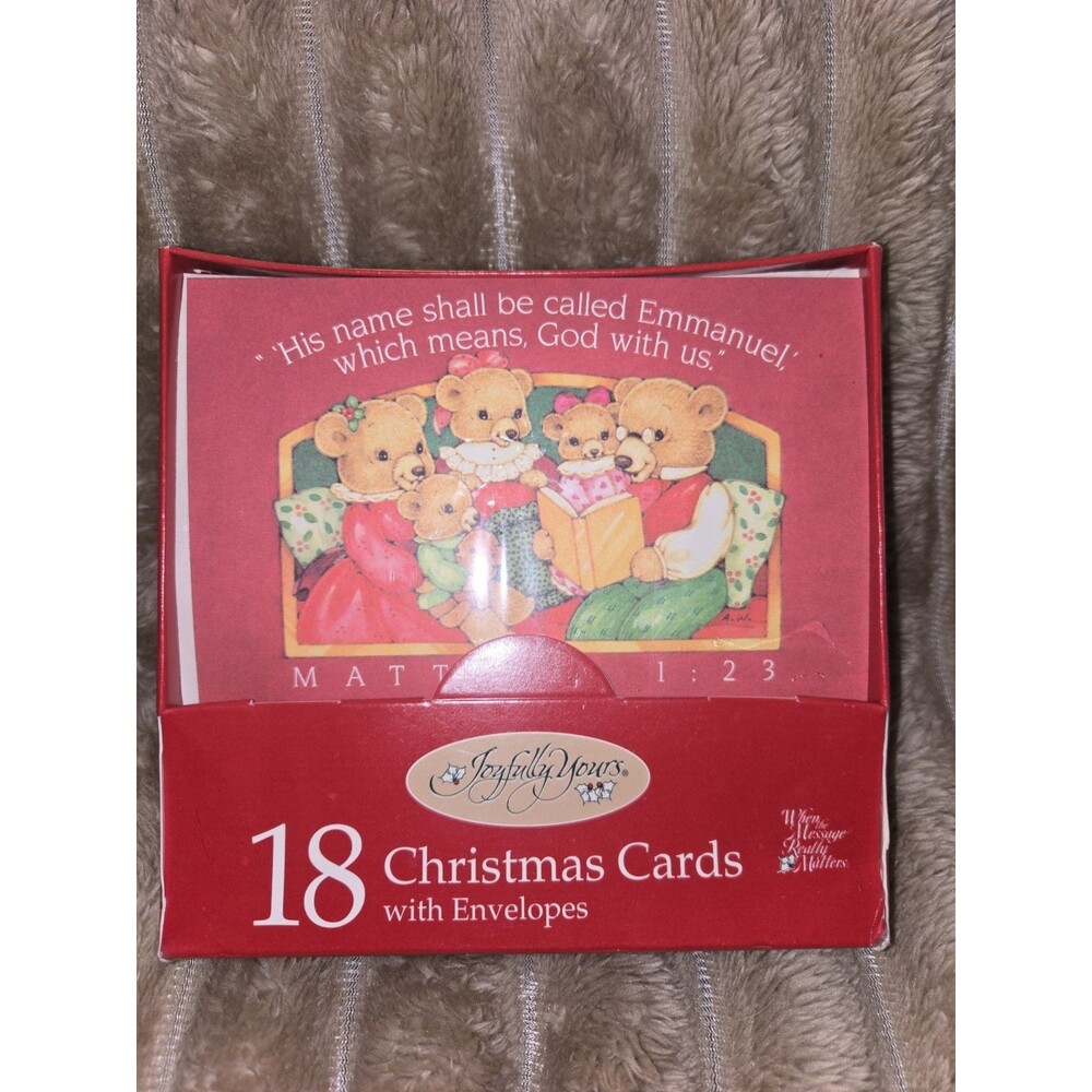 Lot/18 Joyfully Yours UNUSED Christmas Greeting Cards Decor Envelopes Teddy Bear